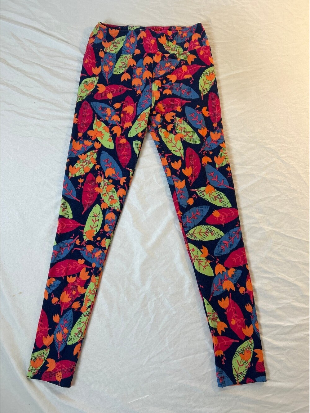 LuLaRoe One Size Fall Leaves Floral Leggings Womens Multicolor OS